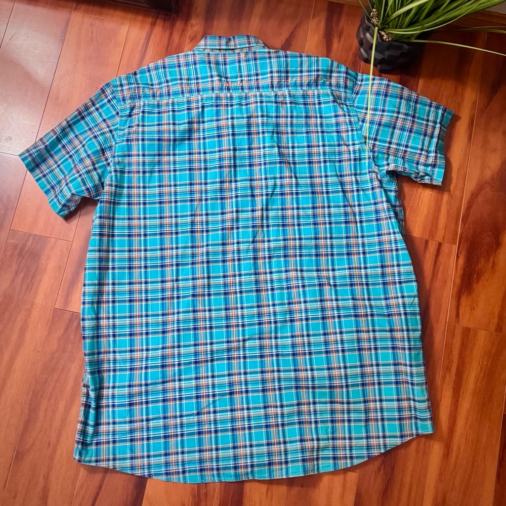 Ariat Rebar Made Tough Men's Blue Plaid Short Sleeve Tall Button Up Dress Shirt - Picture 8 of 8